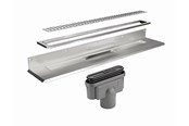 Entwässerungsprodukte - Unidrain Complete floor drain against rear wall 800 mm 10 mm frame Column grate 75 mm vertical outlet housing - 4012.0800