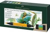 Utensilien zum Schreiben und Zeichnen - Faber-Castell Tuschestift PAP Dual Marker 5x Tiere - 162008
