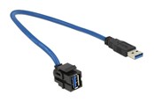 Netzwerkzubehör - DeLOCK Keystone Module USB 5 Gbps type-A female 250° to type-A male 0.5m black - 86375
