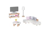 Puppen & Zubehör - Goki Wooden Doll Furniture Living Room 15 pieces. - 51494