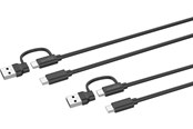 Gaming Zubehör - Speed-Link STREAM Play + Charge USB-C/A to USB-C Cable Set - Black - Wired Charging cable for wireless game controller - Sony PlayStation 4 - SL-460101-BK