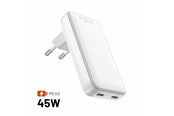 Handys - Adapter und Ladegeräte - FIXED Slim GaN 90° Super Fast 2x USB-C charger 45W - White - FIXCG45S-2C-WH
