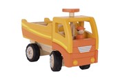 Holzspielzeug - Goki Wooden Dump Truck Orange with Swivel Wheels - 55940