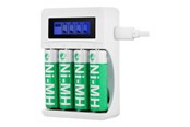 Batterien und Akkus - Deltaco battery charger - with battery - 4 x AA type - C704A4-4xAA