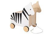 Kinderzimmer - Small Foot - Wooden Toy Box and Zebra Wildlife Pull Figure - 12425