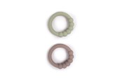 Babypflege - Filibabba Silicone teether ring 2-pack - Warm Grey + Oil Gre - FI-02754