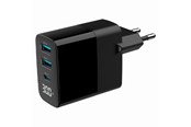 Handys - Adapter und Ladegeräte - Gembird Universal GaN USB charger with LCD QC 3.0 & POD 30W 3-port - Black - TA-UC-PDQC30LCD-BK-02
