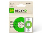 Batterien und Batteriegriffe - GP Recyko NiMH 3000mAh D 2's Paper Box - Green - 201250