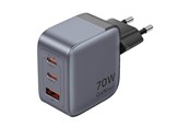 Handys - Adapter und Ladegeräte - Vention GaN USB-C+C+A 70W Charger (Gray) - FEXH0-EU