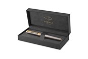 Utensilien zum Schreiben und Zeichnen - Parker Ingenuity Rollerball Pen | Grey Lacquer with Gold Trims | Fine Stainless Steel Point | Black Ink Refill | Gift Box - 2213727