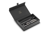 Utensilien zum Schreiben und Zeichnen - Parker IM Duo Pen Gift Set | Fountain Pen Ballpoint Pen & Pen Pouch | Stainless Steel Finish with Chrome Trims | Medium Tip - 2214458