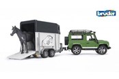 Spielzeugauto - Bruder  Land Rover Defender Station Wagon with horse trailer and horse toy - BR2592