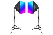 Foto & Video Zubehör - Neewer Kit NK800 - Two Softboxes RGB Bulbs 24W (2700-6500K) Tripods Barndoors - B0CF55TW5J