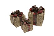 Einrichtung - NORDIC WINTER Christmas gifts w/lights - set of 3 pcs - red - 780-052
