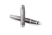 Utensilien zum Schreiben und Zeichnen - Parker IM Writing Rituals Fountain Pen | Grey Finish with Gradient | Chrome Trims | Fine Nib | Blue Ink | Gift Box - 2203896