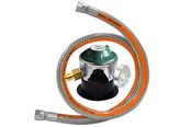Grill und Zubehör - cozze Regulator w/manometer 30 BAR DK-NO-FI-IS 1.1M Steel flex hose Safety manometer for "leak" test. Easy 1/4" thread mounting. - 90800