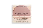 Make-Up - Makeup Revolution Conceal & Fix Vegan Loose Setting Powder, Medium Yellow, 13 g - 5057566150989