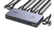 KVM Switches - UGREEN 8K HDMI KVM Switch 4 USB 3.0 Ports (3 USB-A + 1 USB-C) 2 HDMI Cables 2 USB Cables and Controller - 25961-UG