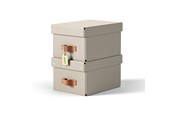 Archivierung und Aufbewahrung - Leitz Puro Aufbewahrungsbox mit Deckel, klein, 7L, 100% Recyclingkarton, 2er-Pack, Beige - 61470012