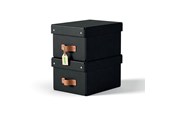Archivierung und Aufbewahrung - Leitz  Puro Aufbewahrungsbox mit Deckel, klein, 7L, 100% Recyclingkarton, 2er-Pack, Schwartz - 61470095
