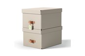 Archivierung und Aufbewahrung - Leitz  Puro Aufbewahrungsbox mit Deckel, mittel, 17L, 100% recycelter Karton, 2er-Pack, Beige - 61490012