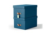 Archivierung und Aufbewahrung - Leitz  Puro Aufbewahrungsbox mit Deckel, mittel, 17L, 100% recycelter Karton, 2er-Pack, Dunkelblau - 61490068
