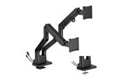 Monitorhalterung - DUTZO Monitorarm für 2 Monitore (27" - 45") - Heavy Duty Deluxe mit USB A- und C-Anschlüssen - Schwarz - MMHDDLX-2B