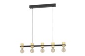 Lampen - EGLO CHIEVELEY LANGER TISCH 5XE27 L885 SCHWARZ/NATUR FSC - 43541