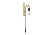 Lampen - EGLO POCKLEY WALL E27 SCHWARZ/HOLZ FSC - 44013