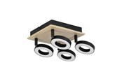 Lampen - EGLO RIELVES DECKE 4L 170X170 HOLZ/SCHWARZ/WEISS FSC - 901205