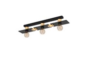 Lampen - EGLO BRAMERTON DECKENLEUCHTE 3L E27 SCHWARZ/HOLZ FSC - 43751