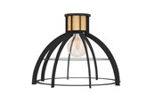 Lampen - EGLO STILLINGTON DECKENLEUCHTE E27 SCHWARZ/HOLZ - 43768