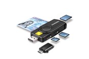 Speicherkarten Lesegerät/Adapter - AXAGON USB Smart Card / ID Card & SD / microSD / SIM Card PocketReader - CRE-SMP2A