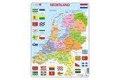 Puzzle - Selecta Play - Larsen Jigsaw Puzzle Map of the Netherlands with Provinces and Flags 48 pcs. - LA-K53-NL