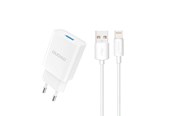 Handys - Adapter und Ladegeräte - Dudao A4EU USB-A 2.1A wall charger - white + USB-A - Lightning cable - 6976625331956