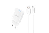 Handys - Adapter und Ladegeräte - Dudao A4EU USB-A 2.1A wall charger - white + USB-A - micro USB cable - 6976625331963