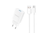 Handys - Adapter und Ladegeräte - Dudao A4EU USB-A 2.1A wall charger - white + USB-A - USB-C cable - 6976625331970