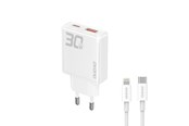 Handys - Adapter und Ladegeräte - Dudao GaN A30EUL 30W USB-A / USB-C Wall Charger + USB-C - Lightning Cable - White - 6976625332816