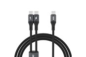 USB Kabel - Dudao L3F 2in1 Cable 100W 1.2m 2 x USB-C - Black - 6976625333493