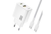 Handys - Adapter und Ladegeräte - Dudao A27 MaxC 35W GaN Wall Charger + USB-C Cable - White - 6977196680269