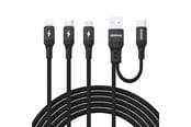 USB Kabel - Dudao L3W USB-A/USB-C to Lightning/USB-C/MicroUSB 66W Cable - Black - 6976625335473