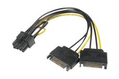Stromkabel (Intern) - Akasa - power adapter - SATA power to 8 pin PCIe power (6+2) - 15 cm - AK-CBPW19-15