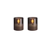 Einrichtung - Moods & More LED glass candle - Hurricane - Charcoal - 47x57 mm - 2 pcs - M70-CC047057