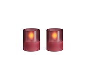 Einrichtung - Moods & More LED glass candle - Hurricane - Vintage Rose - 47x57 mm - 2 pcs - M70-VR047057