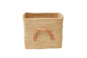 Kinderzimmer - Rice Small Square Raffia Basket with Leather Handles - BSRAT-30N