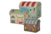 Kinderzimmer - Rice Raffia Toy Baskets with Fun Fair Theme - Set of 3 - BSHOU-3ZFUFAMI