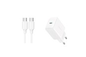 Handys - Adapter und Ladegeräte - Joyroom JR-TCF20 USB-C PD 20W network charger - white + USB-C / USB-C cable 1m - JR-TCF20_CC
