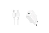 Handys - Adapter und Ladegeräte - Joyroom JR-TCF20 USB-C PD 20W network charger - white + USB-C / Lightning cable 1m - JR-TCF20_CL