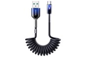 USB Kabel - Joyroom S-A43 Crystal-Clear Series 3A USB-A - USB-C spiral cable 1.5m - black - S-A43_AC