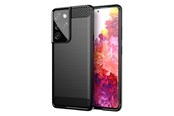 Handys - Cover & Cases - Hurtel Carbon Case Flexible Cover TPU Case for Samsung Galaxy S21 Ultra 5G Black - 5907769324086